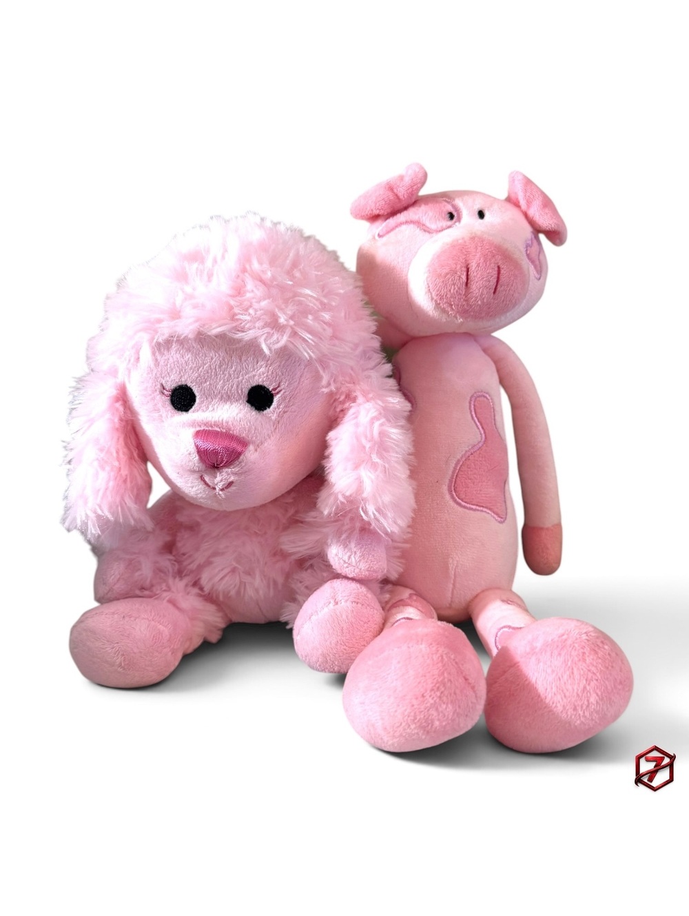 Build-A-Bear Smallfrys Pink Poodle & Ganz Pig Plush Lot of 2
